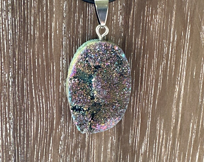 Purple Geode Druzy Crystal Pendant Necklace | Geode Druzy Pendant