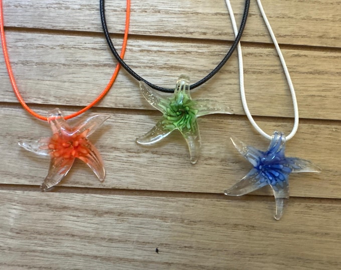Luminous Glass Starfish | Starfish Pendant Necklace | Starfish Jewelry | Glass Starfish Pendant
