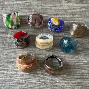 Size 8 - Assorted Glass Rings - Millefiori Glass Rings | Murano Glass Inspired Glass Rings