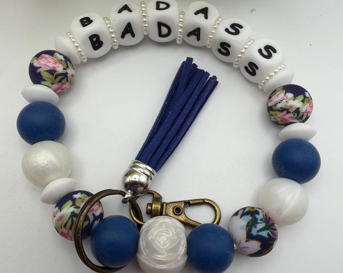 Badass Silicone Bead Wristlet Keychain | “BADASS” Wristlet/Keychain