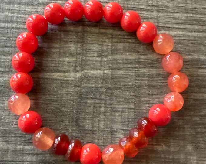 Carnelian Bead Stretch Bracelet | Beaded Bracelet | Morse code - Hope | Message in a Bracelet | Quote Bracelet | Gemstone Bracelet