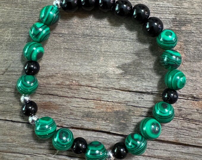 Bad Ass - Morse Code | Stretch Bracelet | Message in a Bracelet | Beaded Bracelet | Quote Bracelet | Malachite
