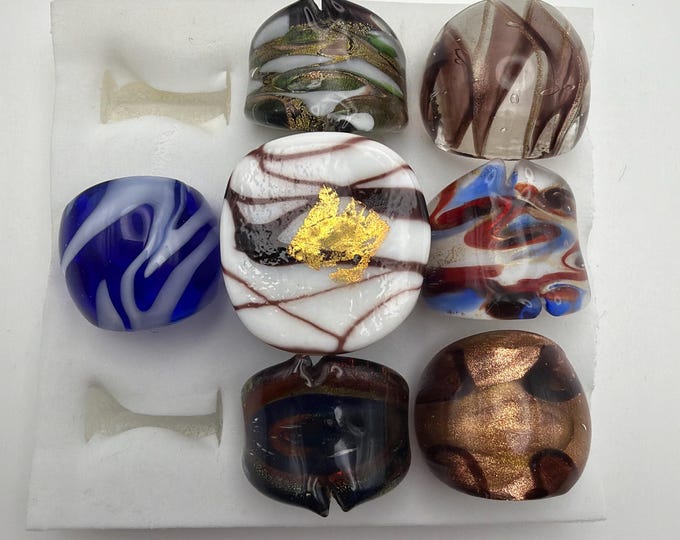 Size 8 - Assorted Glass Rings - Millefiori Glass Rings | Murano Glass Inspired Glass Rings