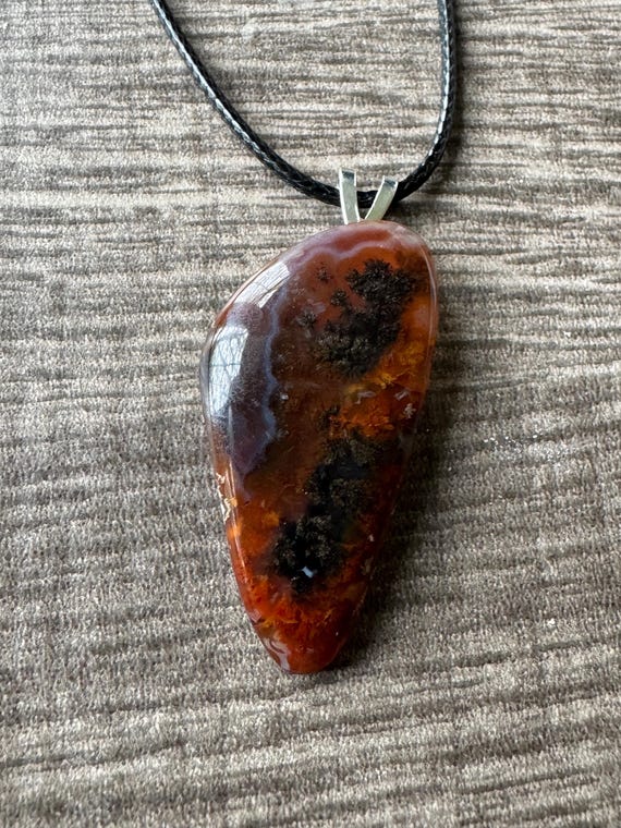 Landscape Agate Cabochon Pendant Necklace