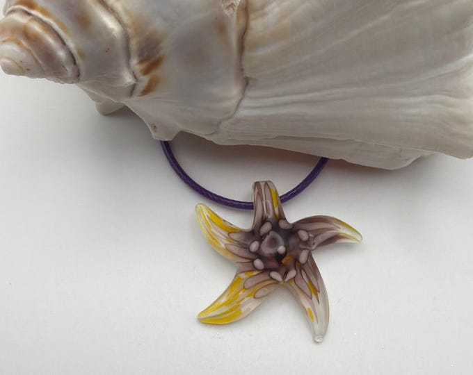 Purple Flower Starfish | Glass Flower Starfish | Starfish Pendant Necklace | Starfish Jewelry
