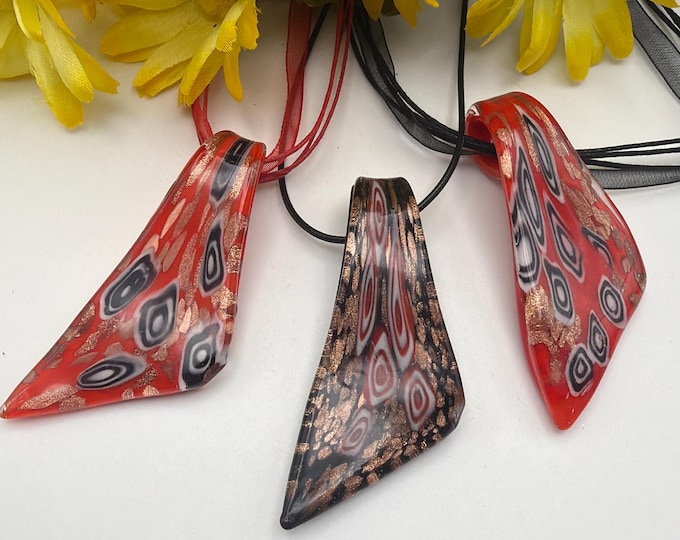 Millefiori Lampwork Pendant Necklace | Lampwork Glass Millefiori Pendant Necklace