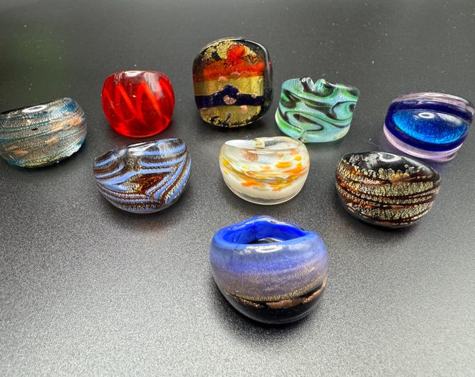 Size 7 3/4 - Assorted Glass Rings - Millefiori Glass Rings | Murano Glass Inspired Glass Rings