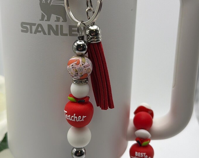Teacher Tumbler Set | Teacher Straw Charm | Stanley Cup Accessories