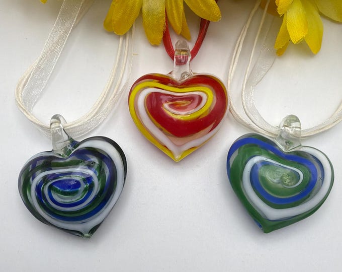 Heart Pendant Necklace | Lampwork Glass Heart