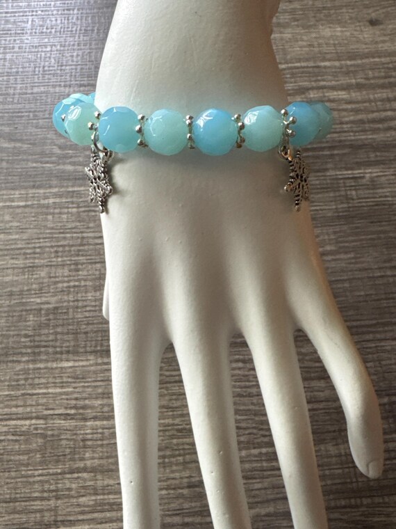 Blue Bead & Snowflake Bracelet