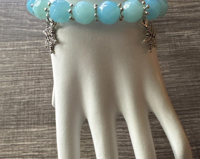 Blue Bead & Snowflake Bracelet