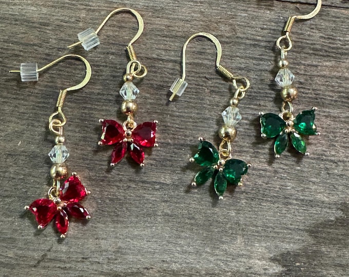 Crystal Bow Earrings | Swarovski accent | Christmas earrings
