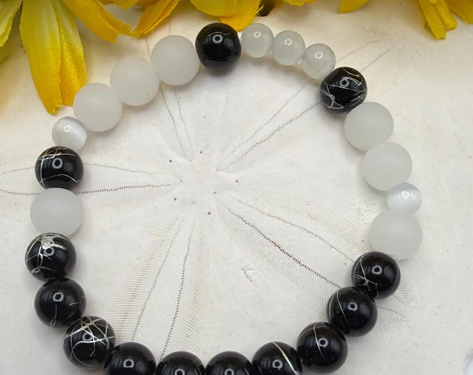 Moonstone Stretch Bracelet | Beaded Bracelet | Morse code - Love |  Message in a Bracelet | Quote Bracelet