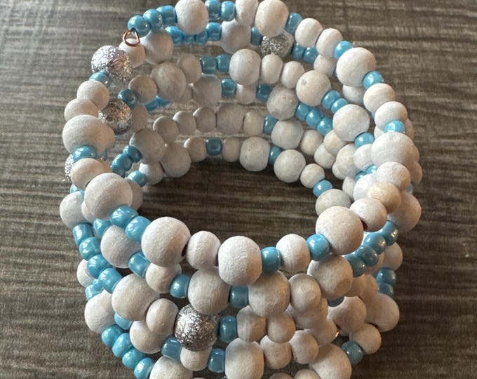 Blue and white bracelet | Morse Code | Memory Wire Bracelet | Message in a Bracelet | Beaded Bracelet | Support Bracelet