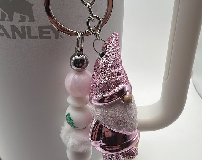 Pink Gnome Straw Charm | Stanley Cup Accessories | Christmas Themed Straw Charm