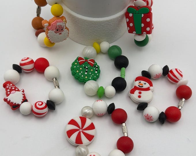 Christmas Themed Tumbler Handle Bracelet | Stanley Cup Accessories | Cup/Tumbler Handle Bracelet
