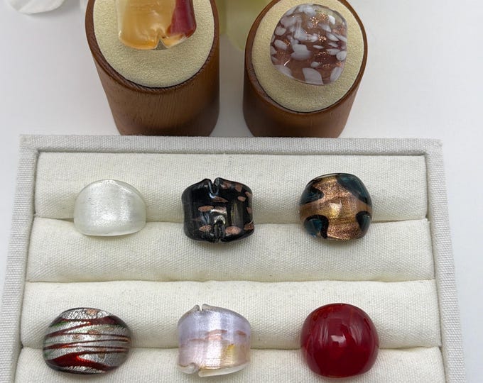 Size 5 3/4 - Lampwork Glass Rings | Assorted Glass Rings | Murano Glass Inspired Glass Rings
