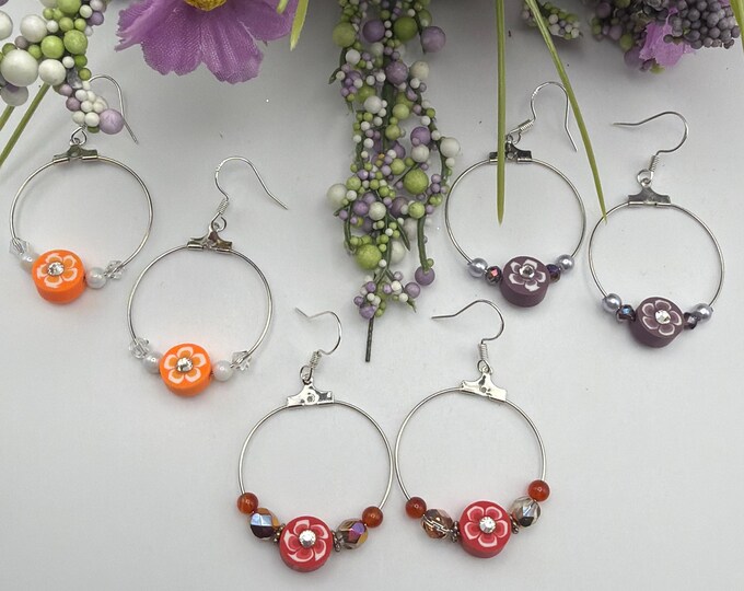 Flower Hoop Earrings