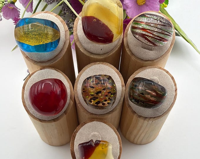 Size 5 1/4 - Lampwork Glass Rings | Assorted Glass Rings | Murano Glass Inspired Glass Rings