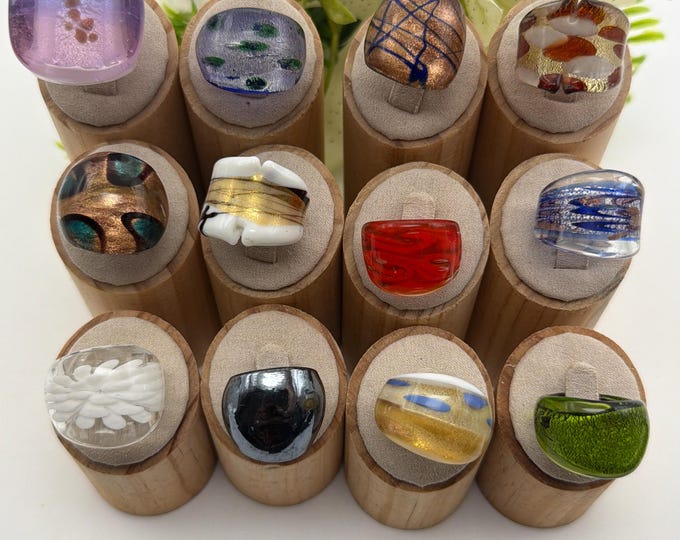 Size 6 3/4 - Lampwork Glass Rings | Assorted Glass Rings | Murano Glass Inspired Glass Rings
