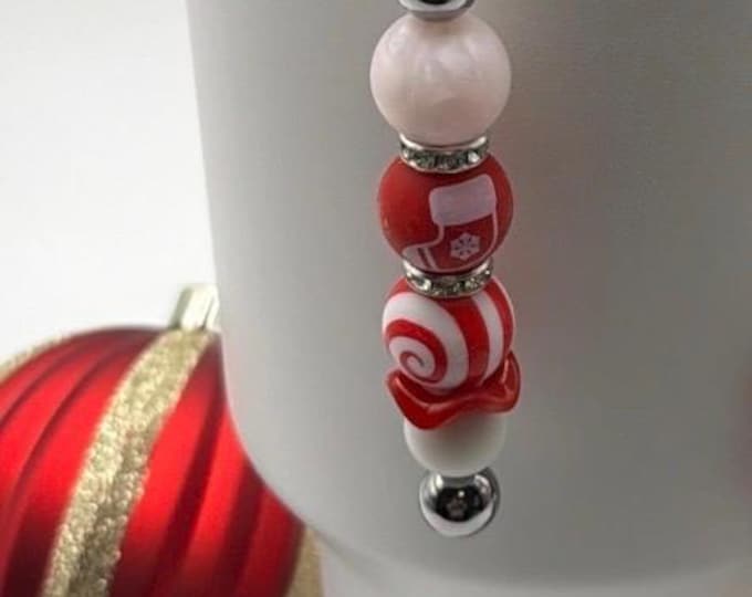 Christmas Stocking Stuffer Tumbler Straw Charm | Stanley Cup Accessories | Christmas Straw Charm/Purse Charm