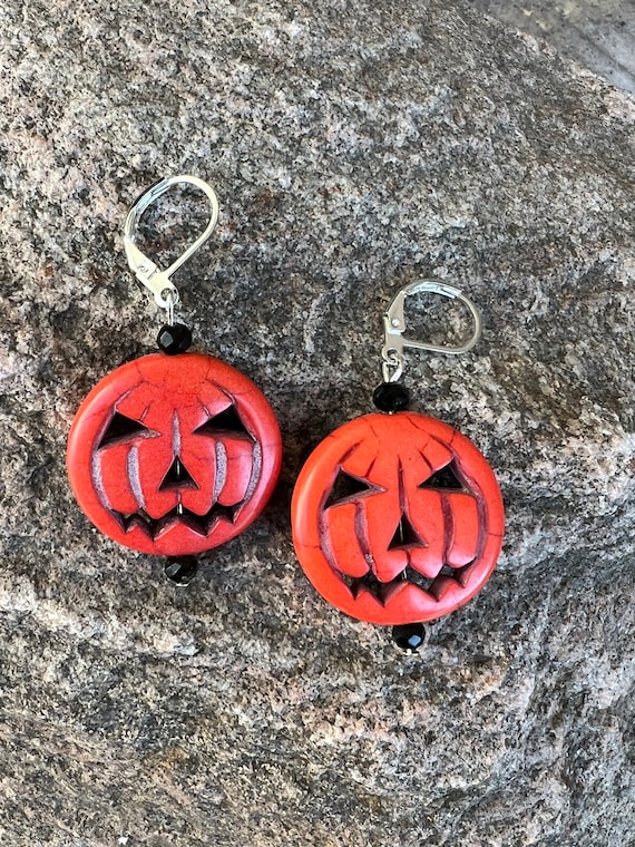 Orange Howlite Pumpkin Earrings