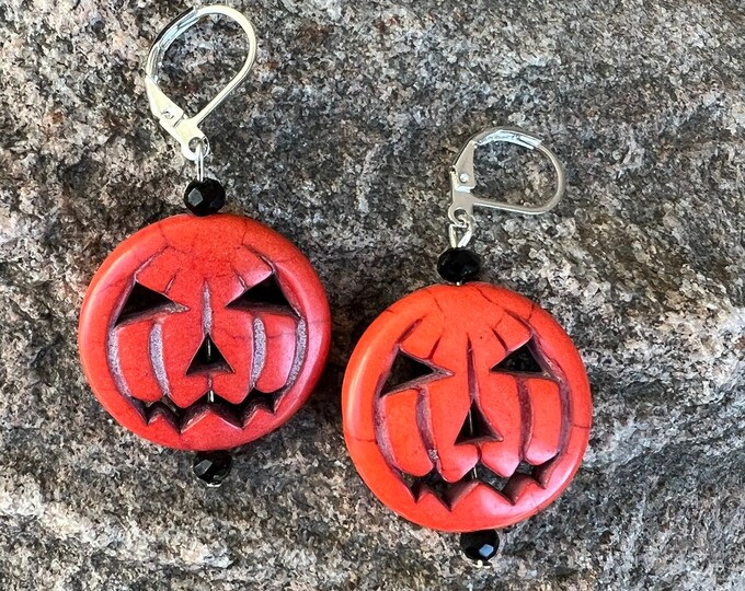 Orange Howlite Pumpkin Earrings