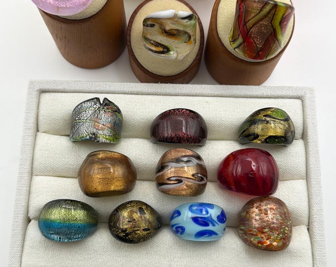 Size 9 1/4 - Lampwork Glass Rings - Murano Inspired Glass Rings | Assorted Glass Rings