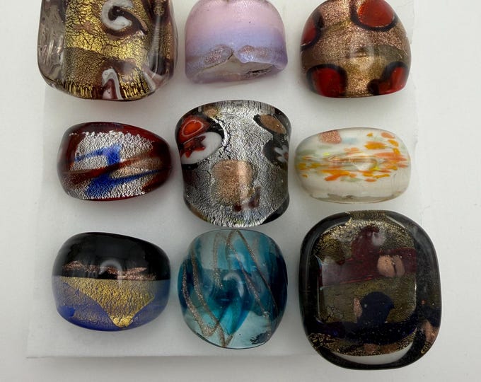 Size 8 - Assorted Glass Rings - Millefiori Glass Rings | Murano Glass Inspired Glass Rings