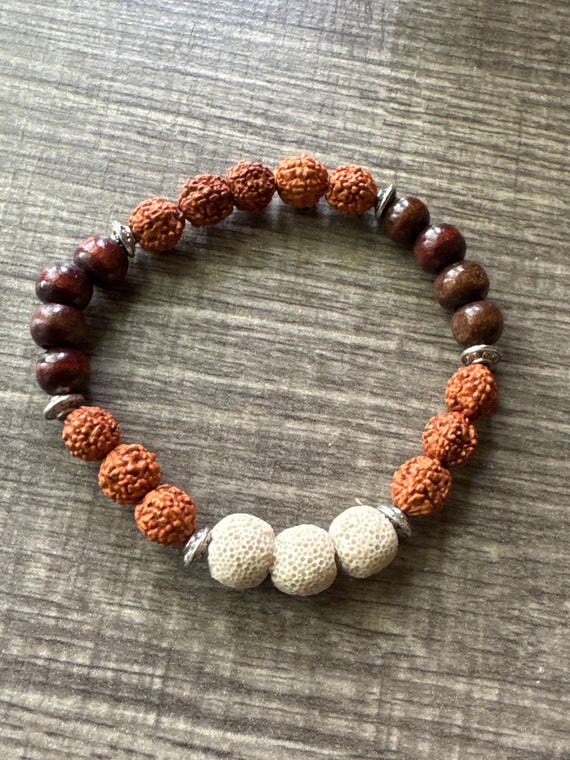 Lava Diffuser & Rudraksha Beaded Bracelet