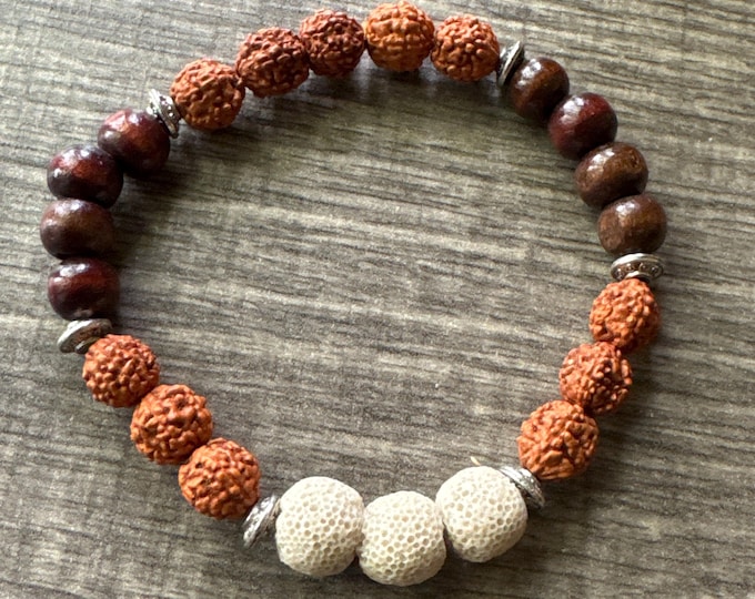 Lava Diffuser & Rudraksha Beaded Bracelet