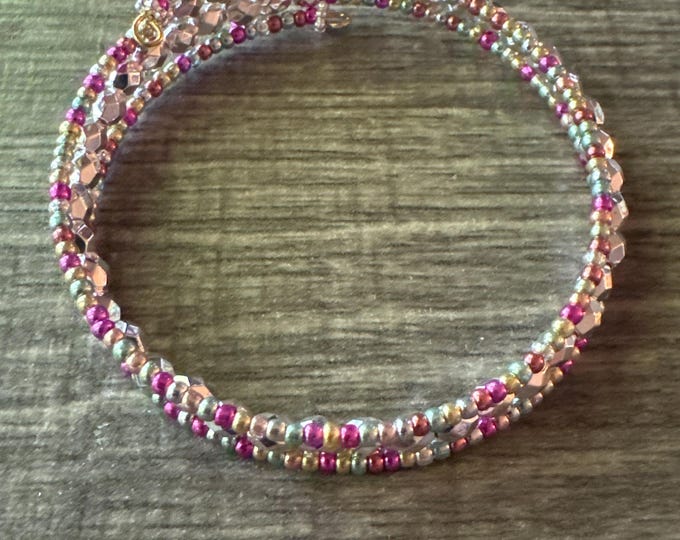 Seed Bead Memory Wire Bracelet | Beaded Bracelet | Wrap Bracelet