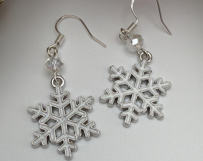 White Snowflake Earrings