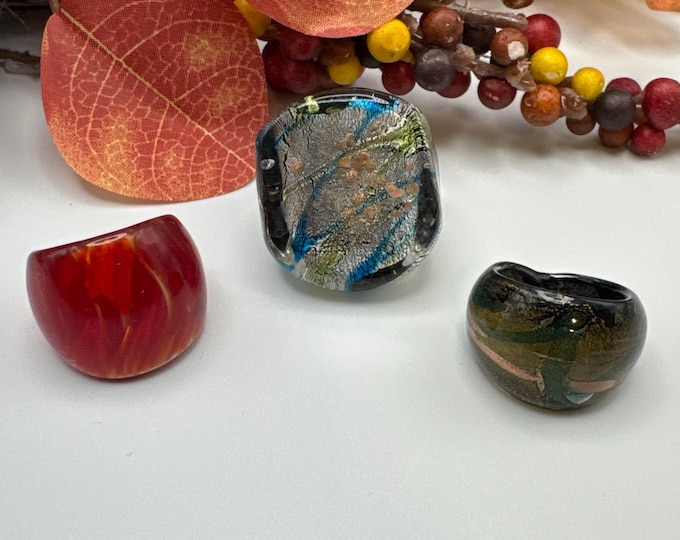 Size 6 3/4 - Assorted Glass Rings | Murano Glass Inspired Glass Rings