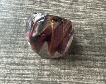 Purple/Clear/Gold Glass Ring | Murano Glass Ring