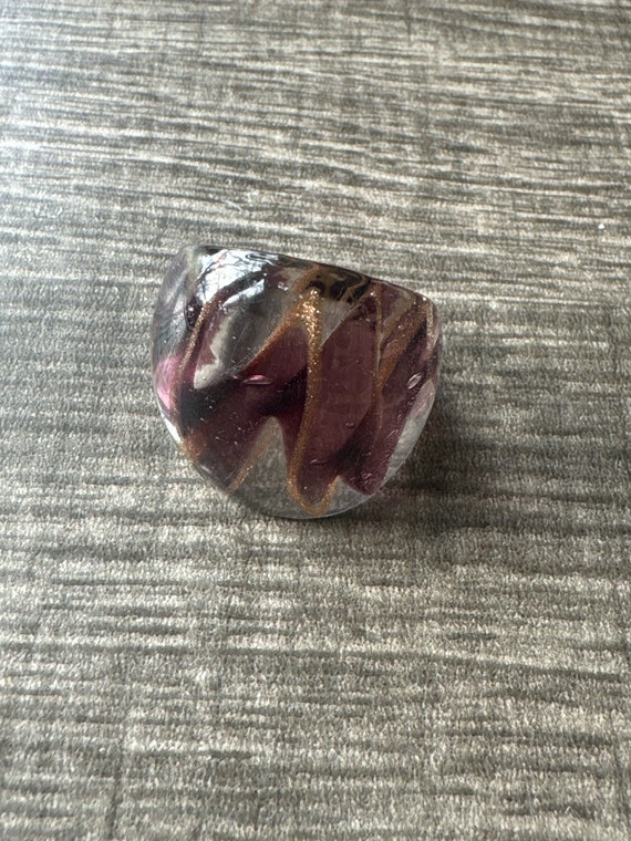 Purple/Clear/Gold Glass Ring | Murano Glass Ring