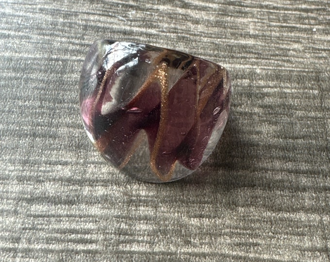 Purple/Clear/Gold Glass Ring | Murano Glass Ring