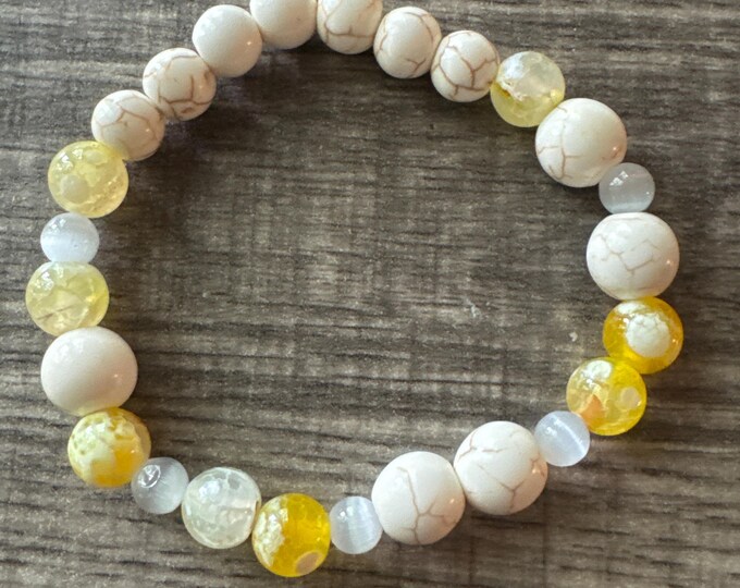 Howlite Stretch Bracelet | Beaded bracelet | Morse Code - Admire | Message in a Bracelet | Quote Bracelet