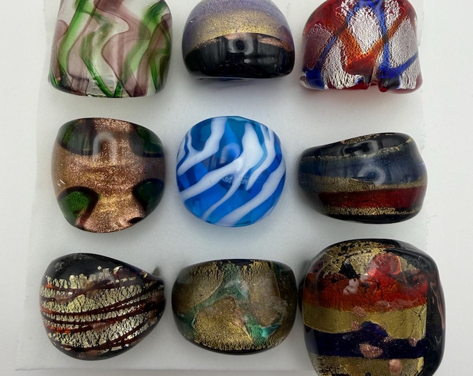 Size 7 3/4 - Assorted Glass Rings | Murano Glass Inspired Glass Rings
