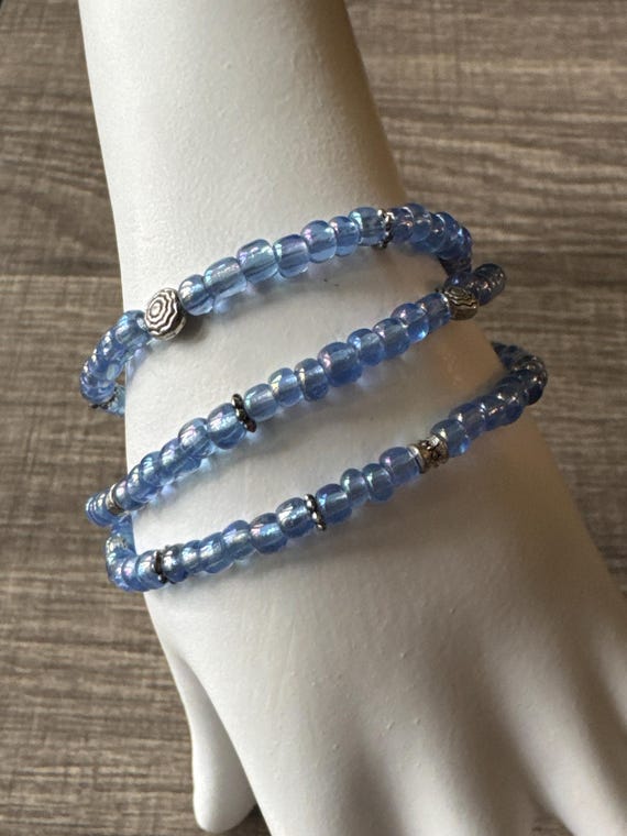 Blue Seed Bracelet with Tibetan Spacers
