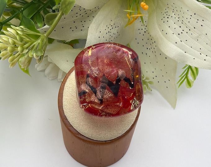 Size 4 1/4 - Lampwork Glass Ring | Assorted Glass Ring - Murano Glass Inspired Glass Ring