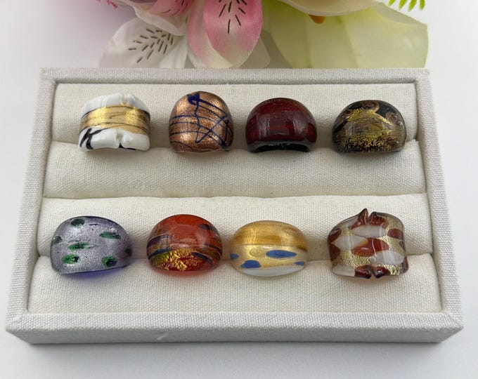 Size 6 3/4 - Lampwork Glass Rings | Assorted Glass Rings | Murano Glass Inspired Glass Rings