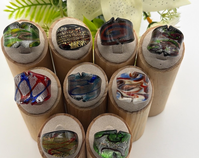 Size 8 * Lampwork Glass Rings | Assorted Glass Rings | Murano Glass Inspired Glass Rings