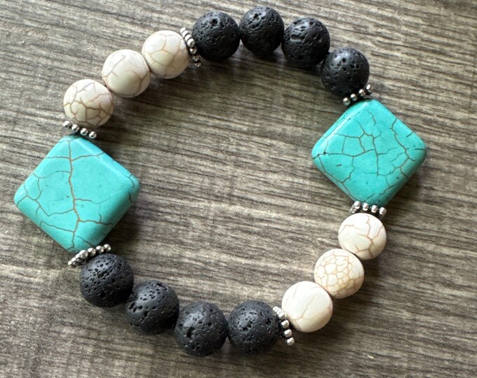 Howlite & Lava Diffuser Bead Bracelet