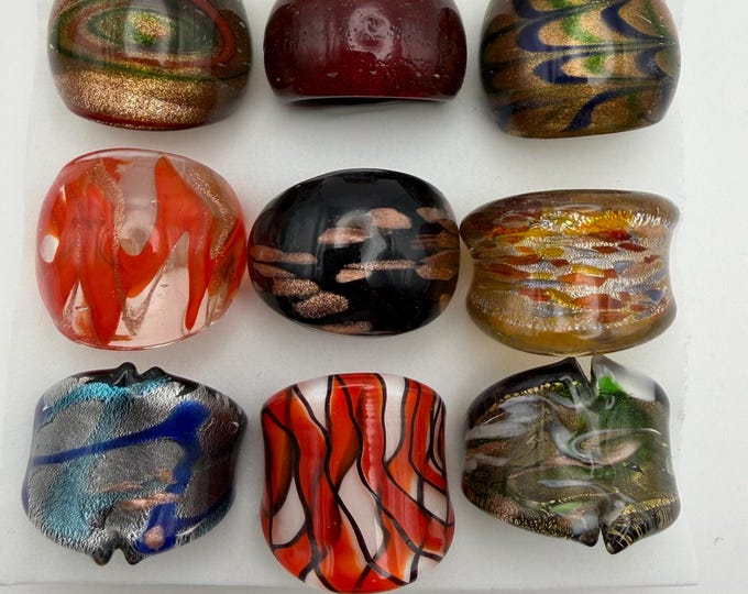 Size 8 - Assorted Glass Rings - Millefiori Glass Rings | Murano Glass Inspired Glass Rings