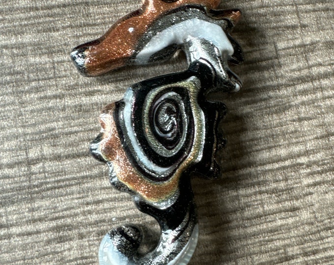 Black Seahorse Pendant | Murano Glass Seahorse | Seahorse Pendant Necklace
