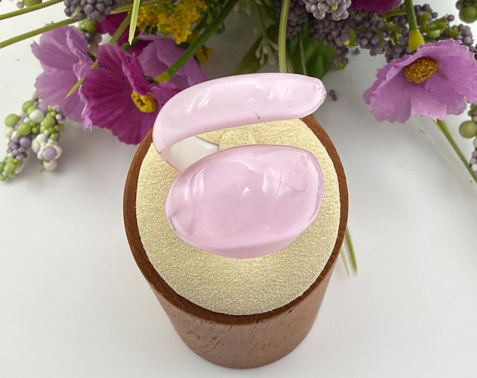 Size 8 3/4 - Pink Wrap Glass Ring | Lampwork Glass Ring | Murano Glass Inspired Glass Ring