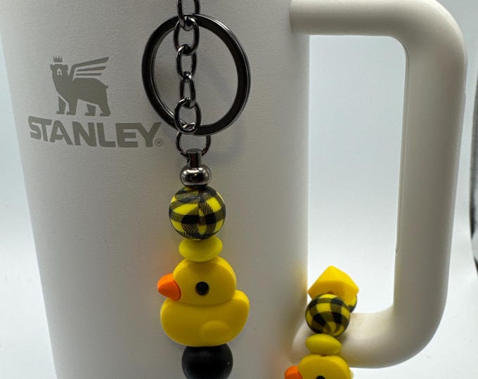 Yellow Duck Tumbler Set | Stanley Cup Accessories | Duck Straw Charm | Yellow Duck Key Chain/Purse Charm | Duck Handle Bracelet