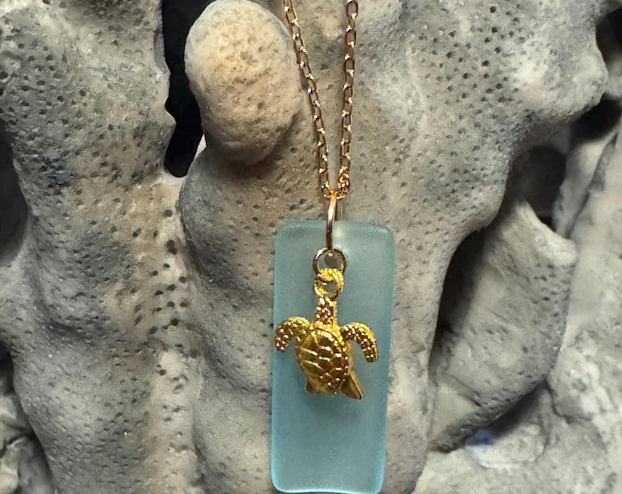 Seaglass Necklaces | Blue Seaglass | Seaglass Necklace with Charm | Mermaid Charm