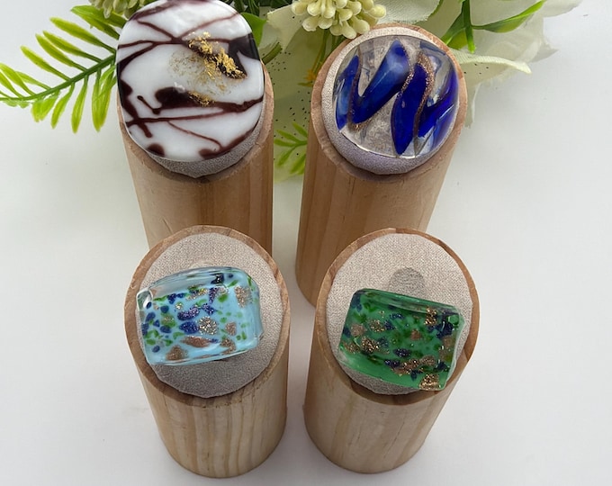 Size 10 - Lampwork Glass Rings  | Murano Glass Inspired Glass Rings | Assorted Glass Rings